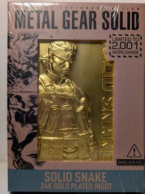 Metal Gear Solid 2 Solid Snake 24k Gold Plated Statue Official MGS Figurine